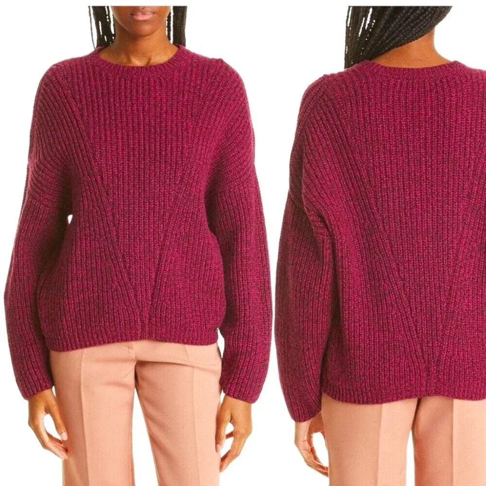 NWT TED BAKER LONDON Bettie Boxy Wool Cashmere Sweater Jumper Burg L MSRP $288